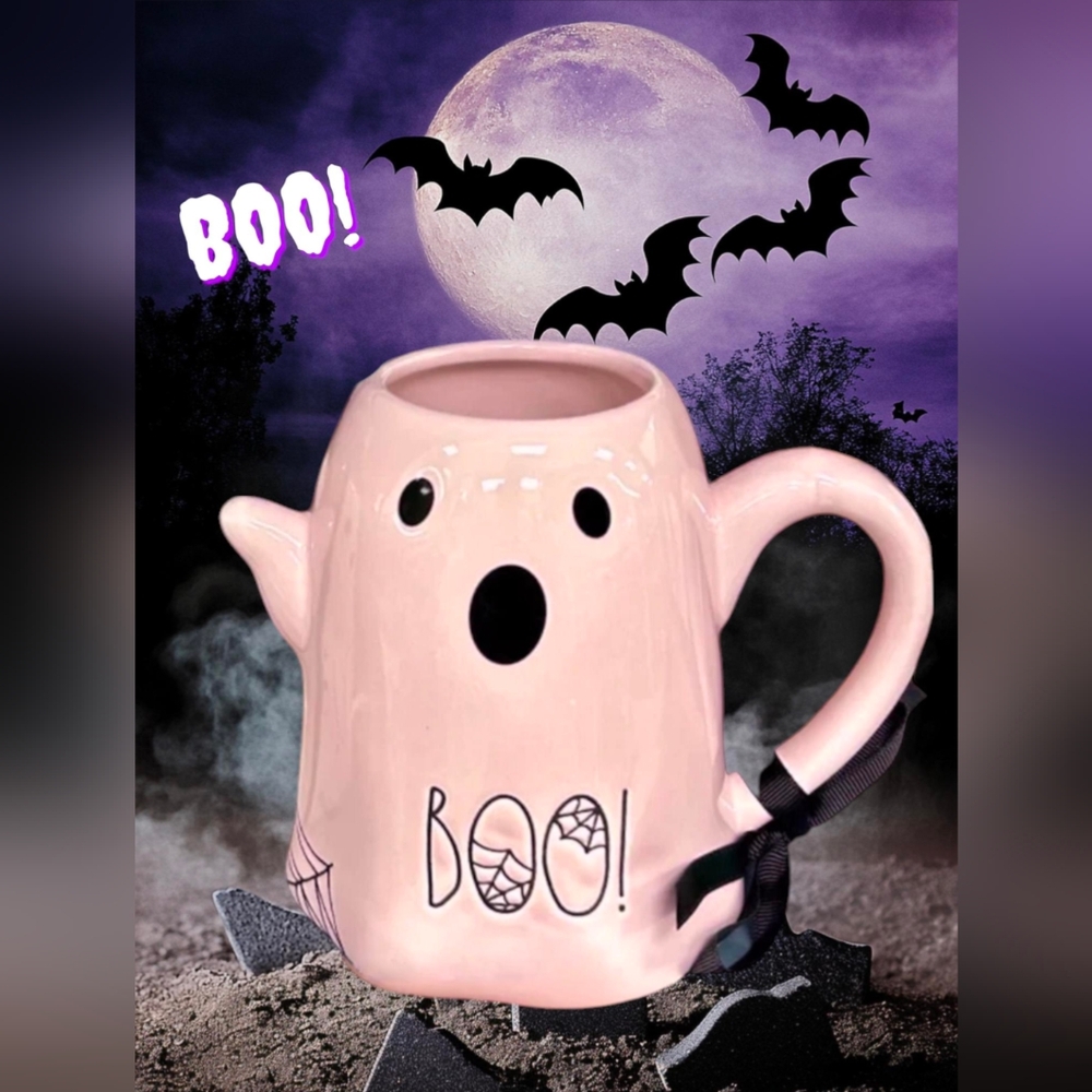 Nwt Viral Rare Rae Dunn Pink Ghost Mug 2024 Collection